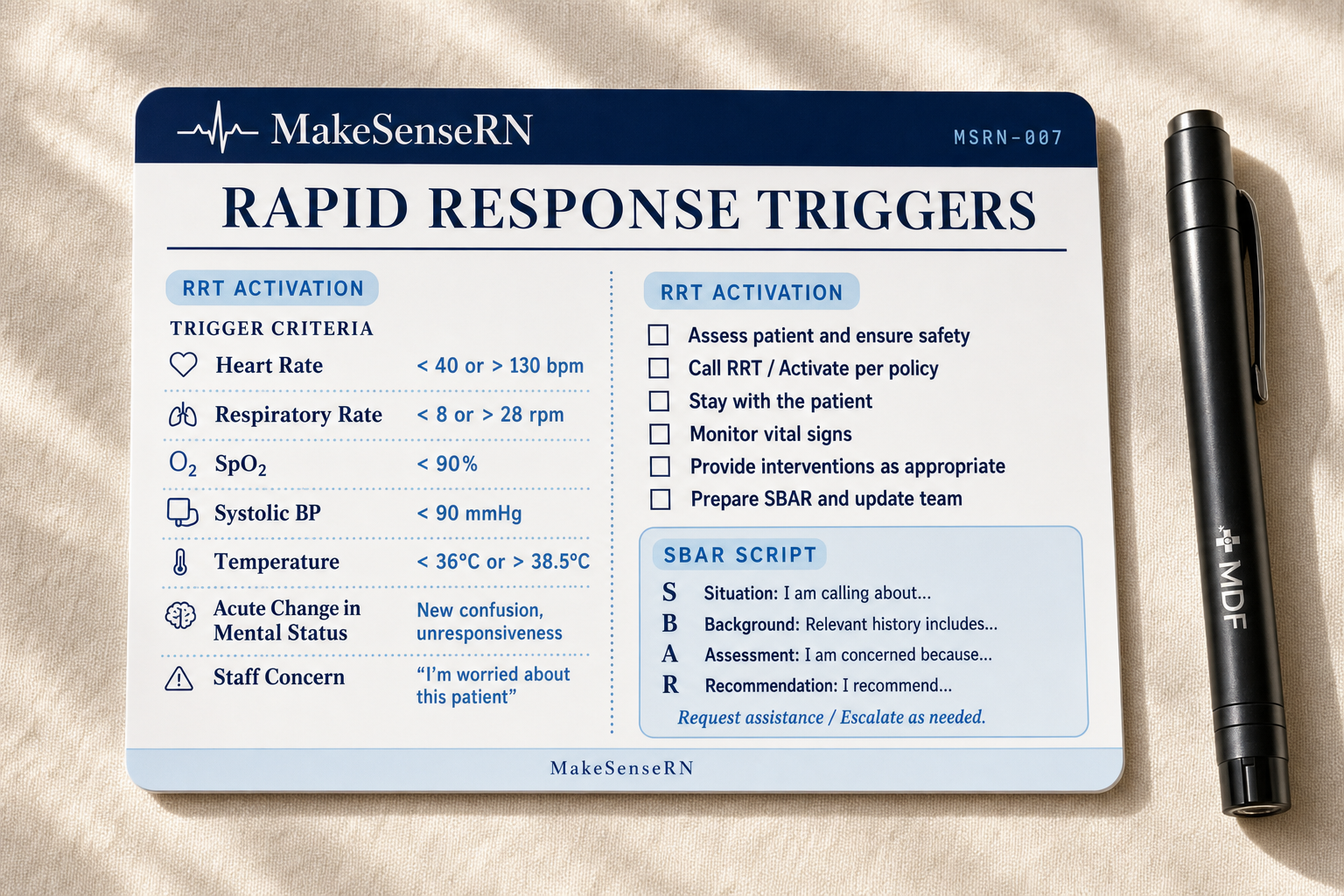 Float & Rapid Response Nurse Card Set